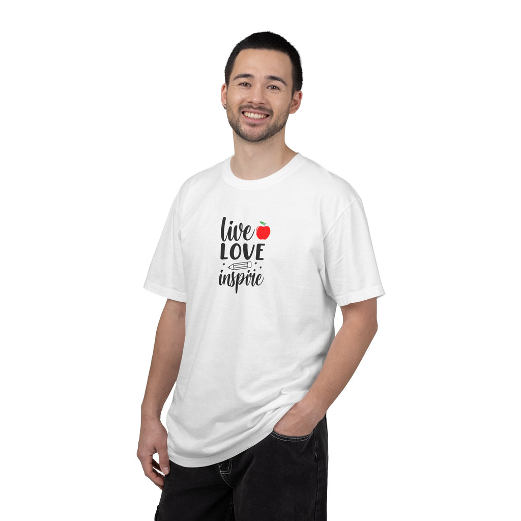 Live Love Inspire T-Shirt — Teacher Appreciation Apple Graphic Tee