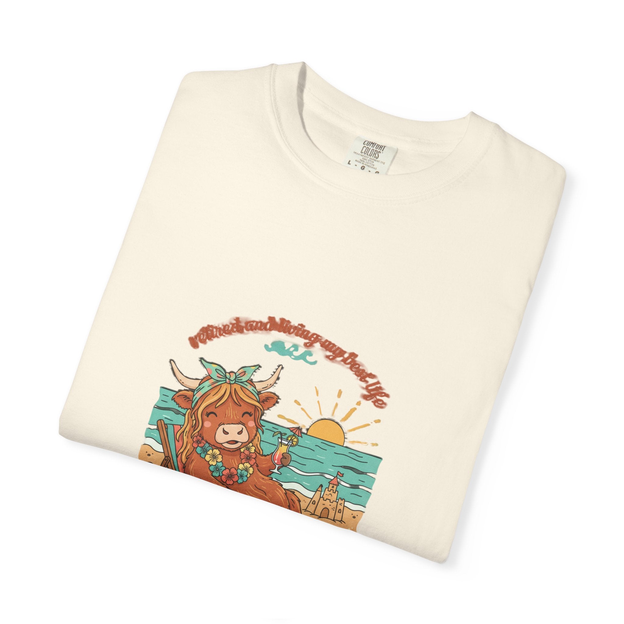 Retired Highland Cow at the Beach T-shirt