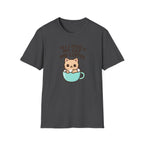 Cat and Coffee T‑Shirt — "All I Need Is My Cat and Coffee" Cute Cat in Mug Tee
