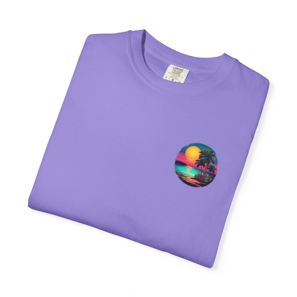 Sunset Sand T-Shirt — Palm Tree Beach Graphic Tee
