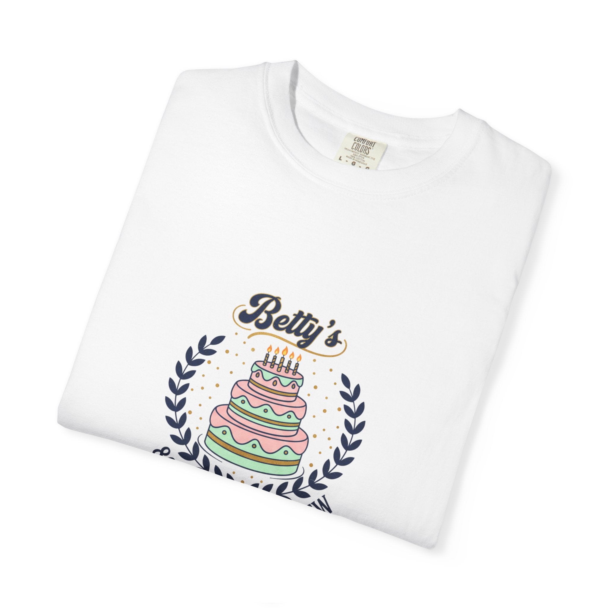Birthday Crew T-Shirt – “Betty’s 80th Birthday Crew” Personalized Cake Tee