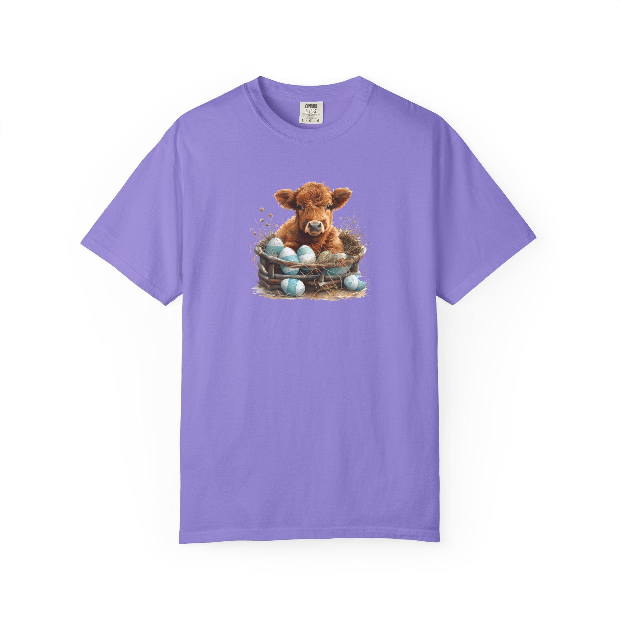 Easter Highland Cow Calf in Basket T-Shirt