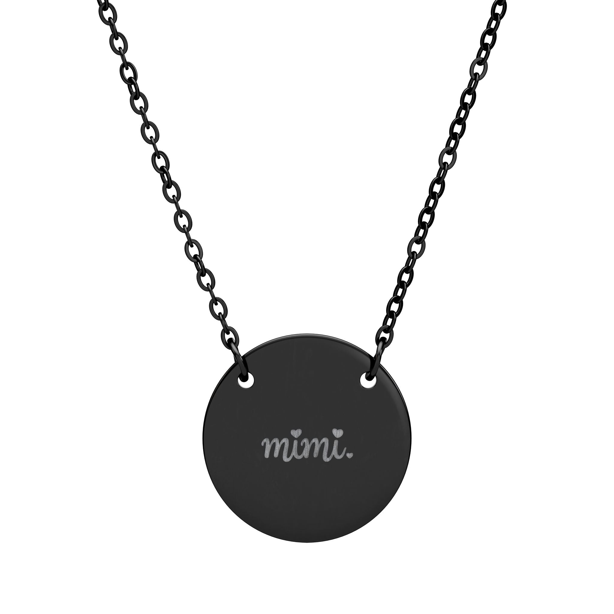 Engraved Circle Necklace — "Mimi." Personalized Pendant Gift