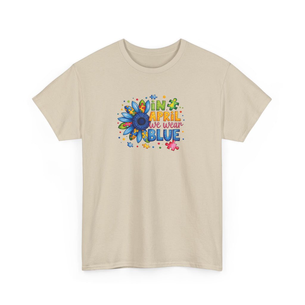 "In April We Wear Blue" Autism Awareness Floral Tee