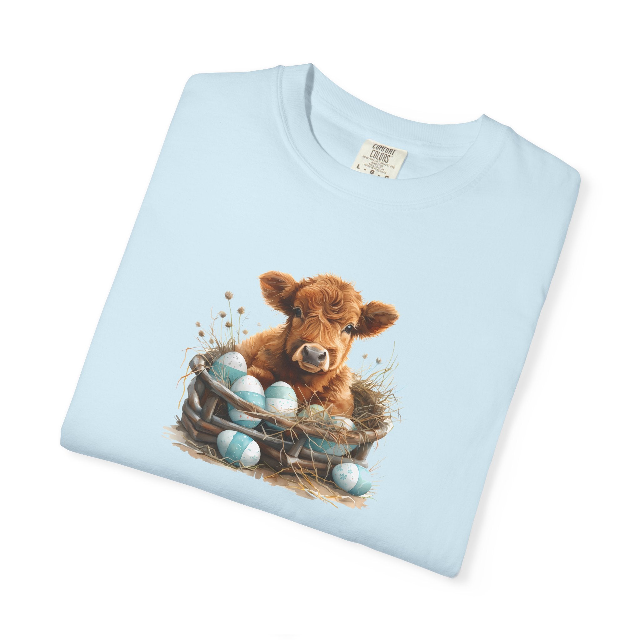 Easter Highland Cow Calf in Basket T-Shirt