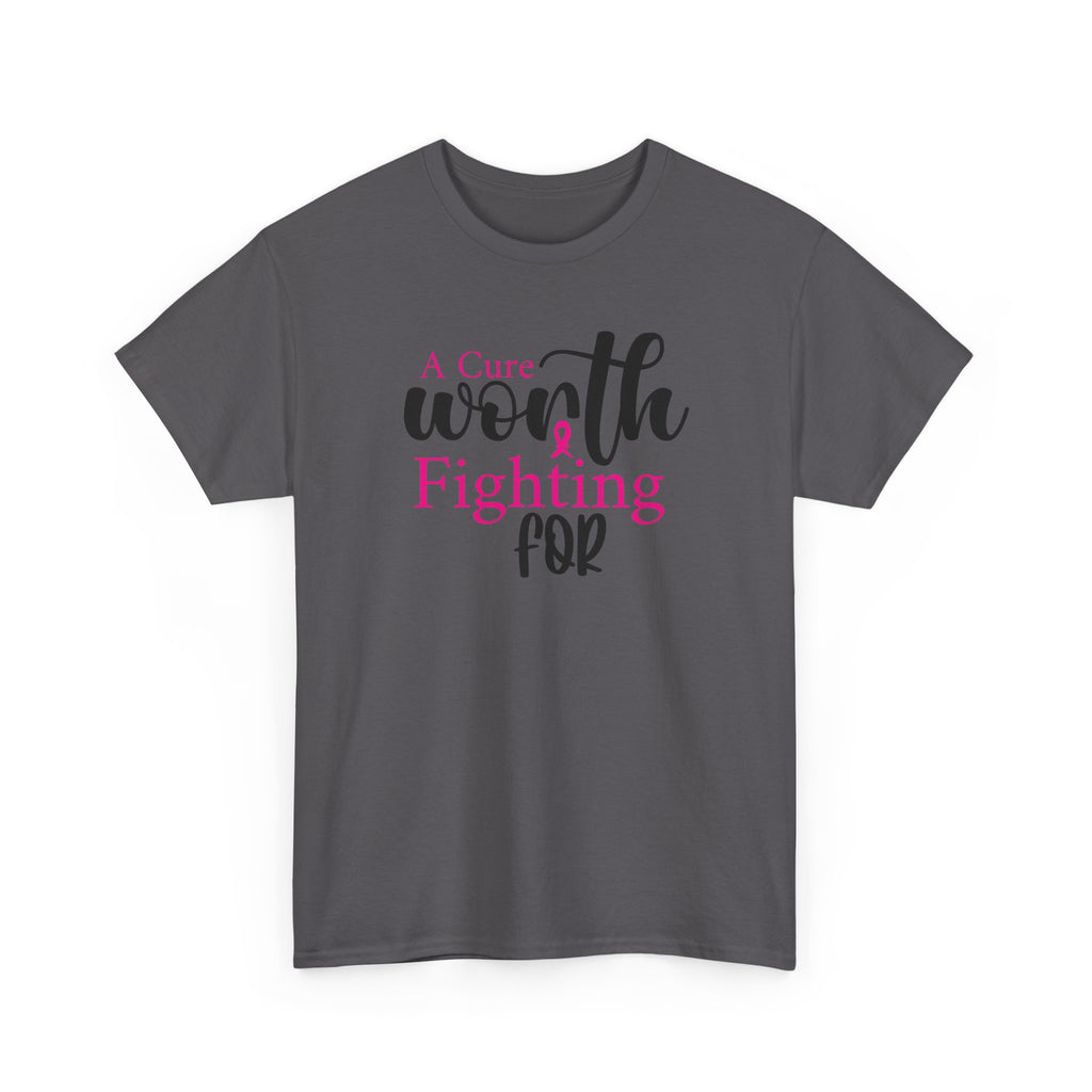 Breast Cancer Support T-Shirt — "Worth Fighting For" Pink Ribbon Tee