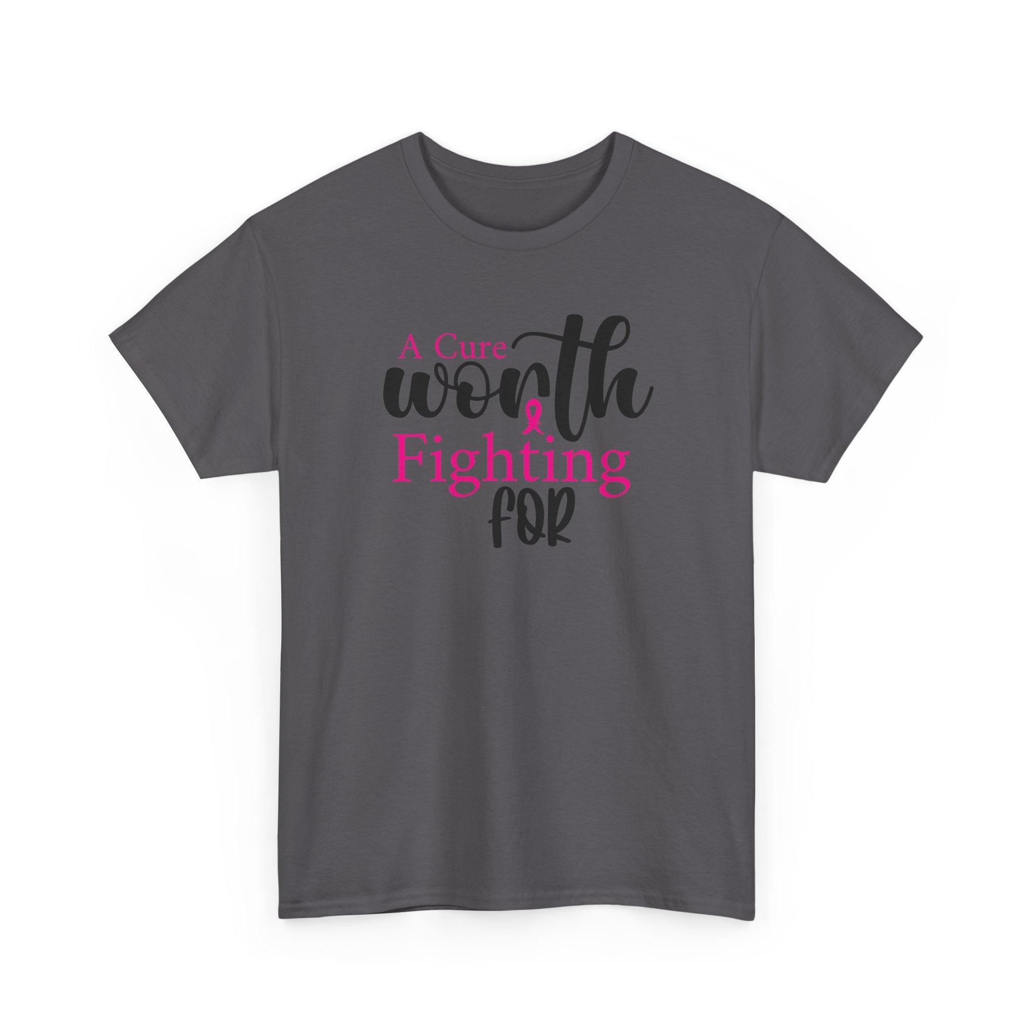 Breast Cancer Support T-Shirt — "Worth Fighting For" Pink Ribbon Tee