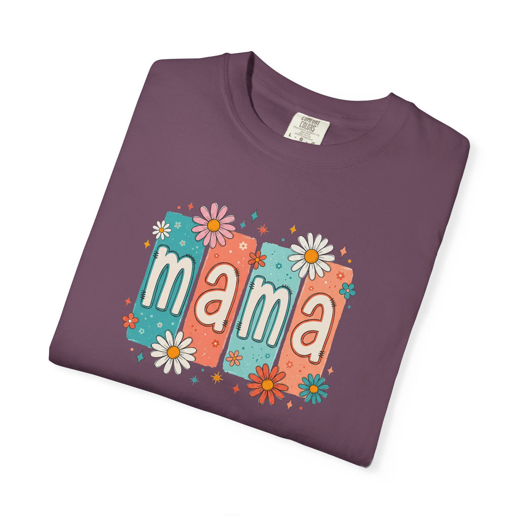 Mama Floral Tee — Retro Block Letter Mother's Day T-Shirt