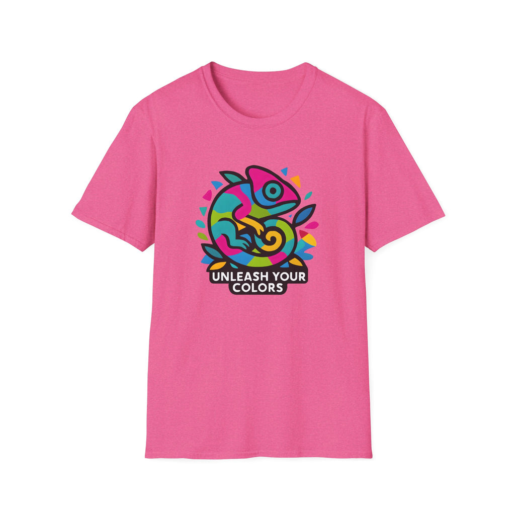 Unisex T-Shirt — 'Unleash Your Colors' Rainbow Chameleon Graphic Tee