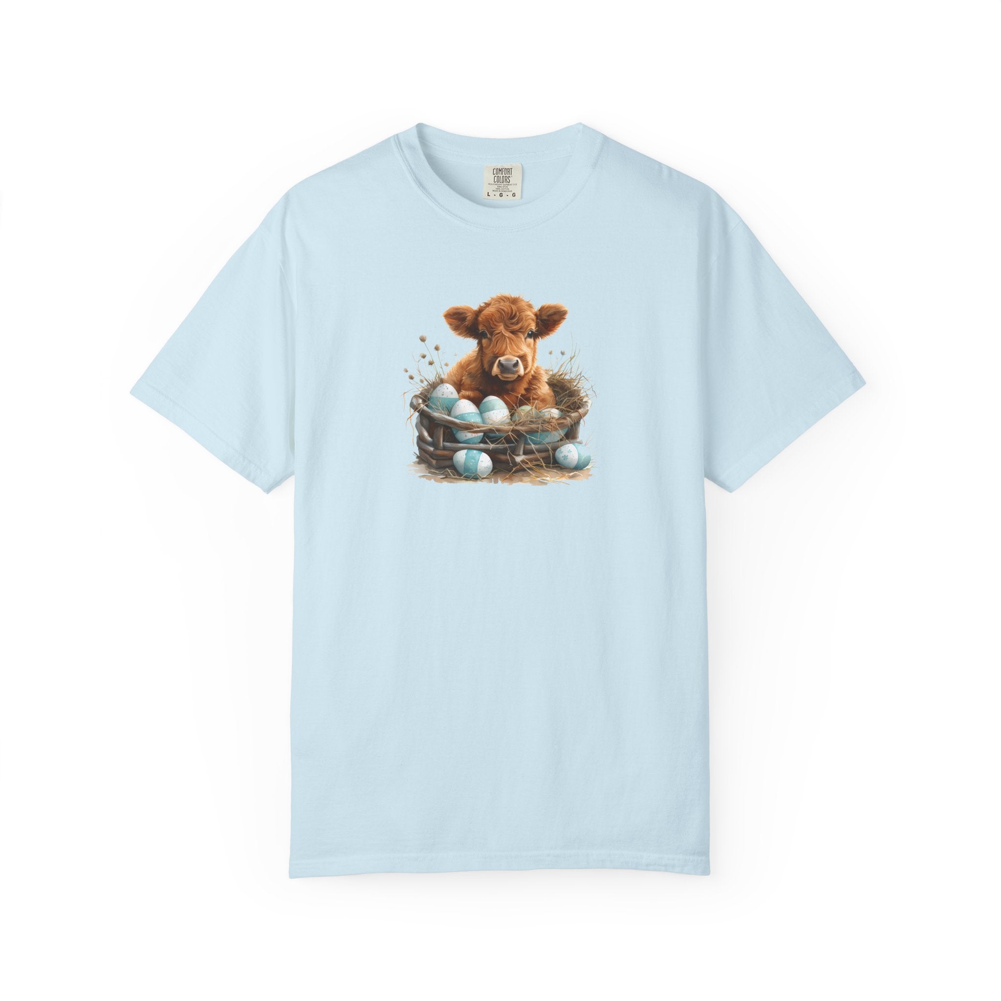 Easter Highland Cow Calf in Basket T-Shirt