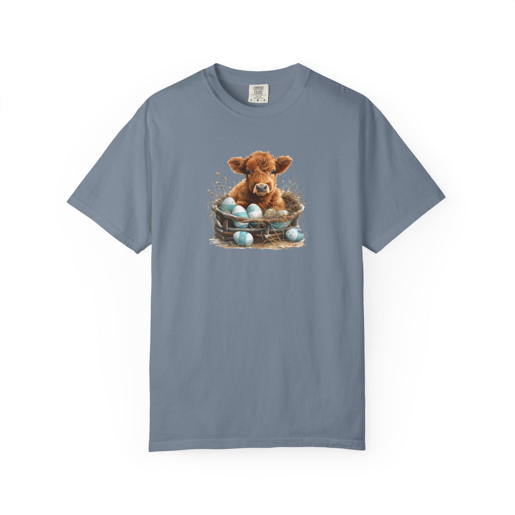 Easter Highland Cow Calf in Basket T-Shirt