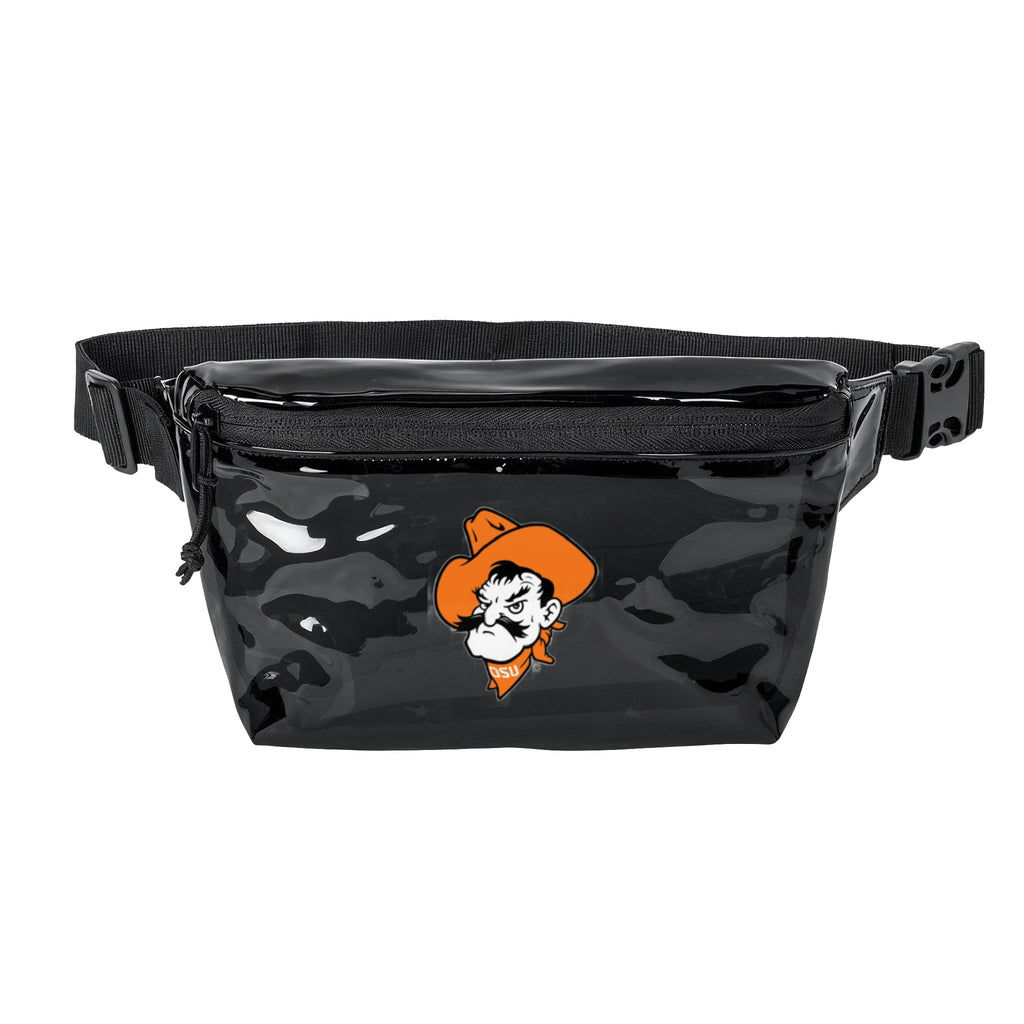 Clear/Black Transparent Fanny Pack with Orange Cowboy Mascot – Stadium-Approved Festival Belt Bag