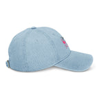 Embroidered Denim Hat "Summer Vibes Only" - Pink Flamingo Cap