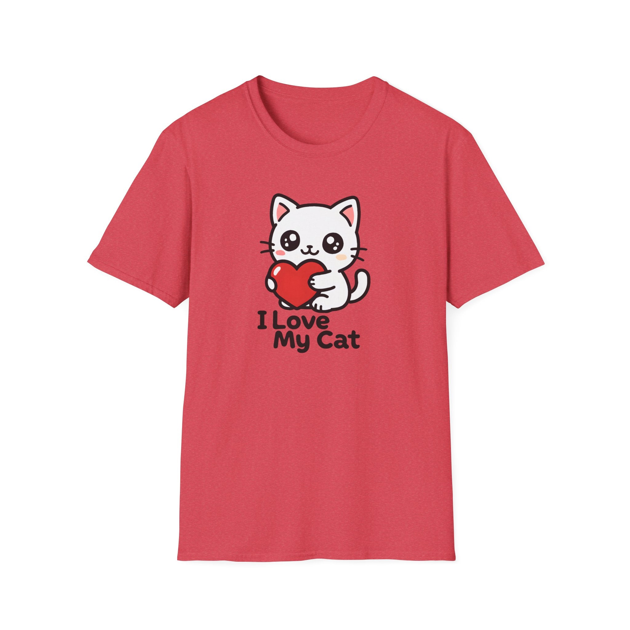 I Love My Cat Cute Cartoon Tee - Cat Lover Heart T-Shirt