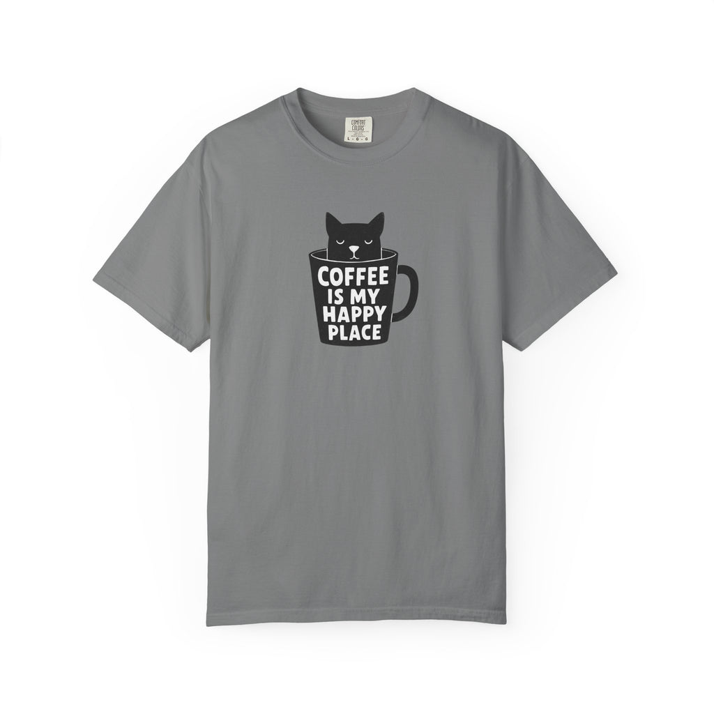 Coffee Is My Happy Place T-Shirt — Cat & Coffee Graphic Tee