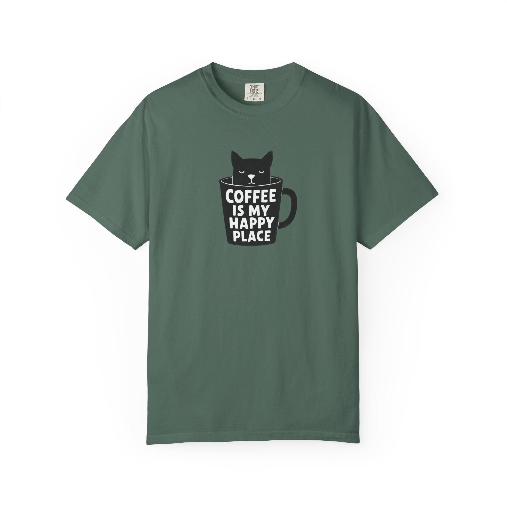 Coffee Is My Happy Place T-Shirt — Cat & Coffee Graphic Tee