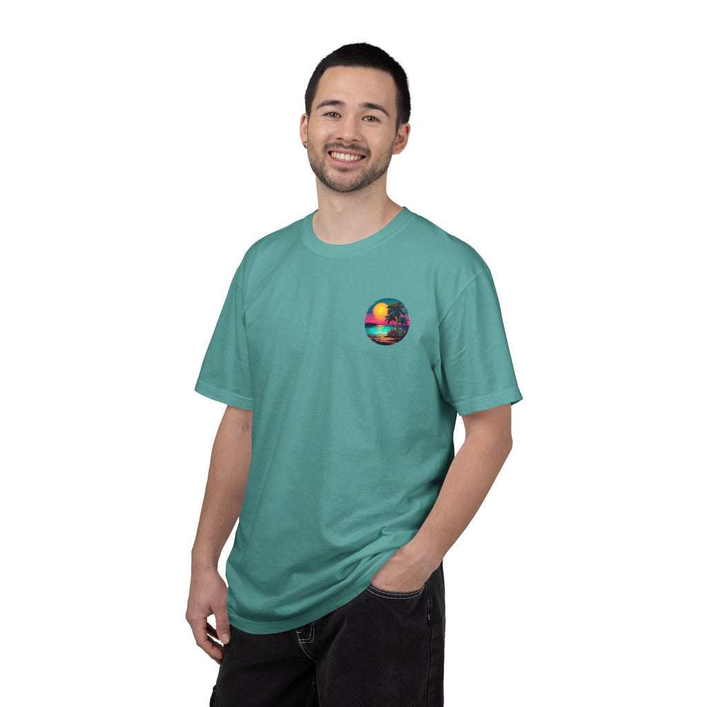Sunset Sand T-Shirt — Palm Tree Beach Graphic Tee