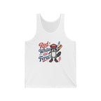 Red, White and Feral Tank Top — Patriotic Racoon Graphic Tank