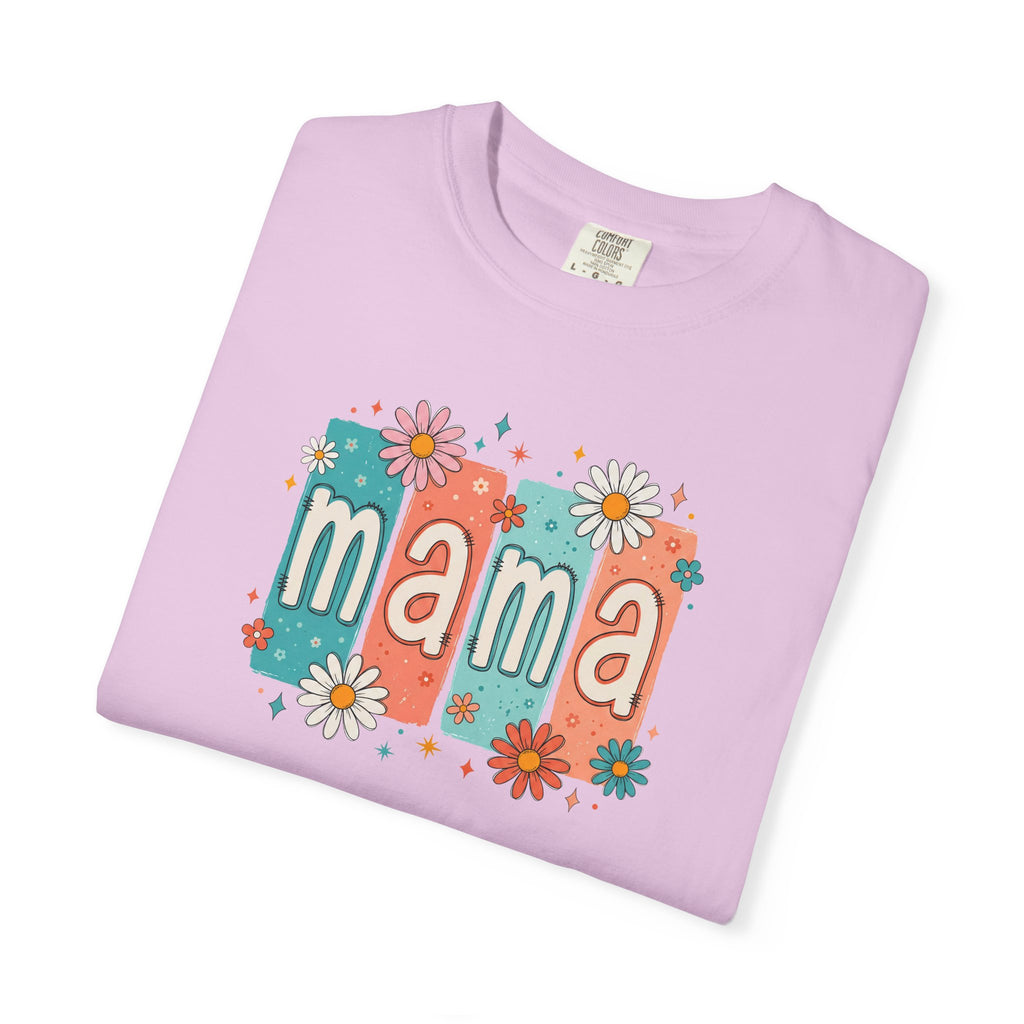 Mama Floral Tee — Retro Block Letter Mother's Day T-Shirt
