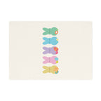 Easter Bunny Row Cotton Tea Towel – Pastel Peep Bunnies with Easter Eggs