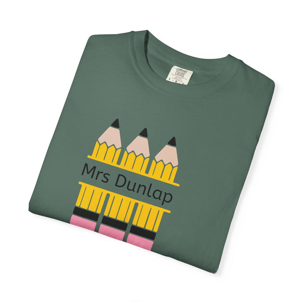 Personalized Teacher T-Shirt – 'Mrs Dunlap' Pencil Design