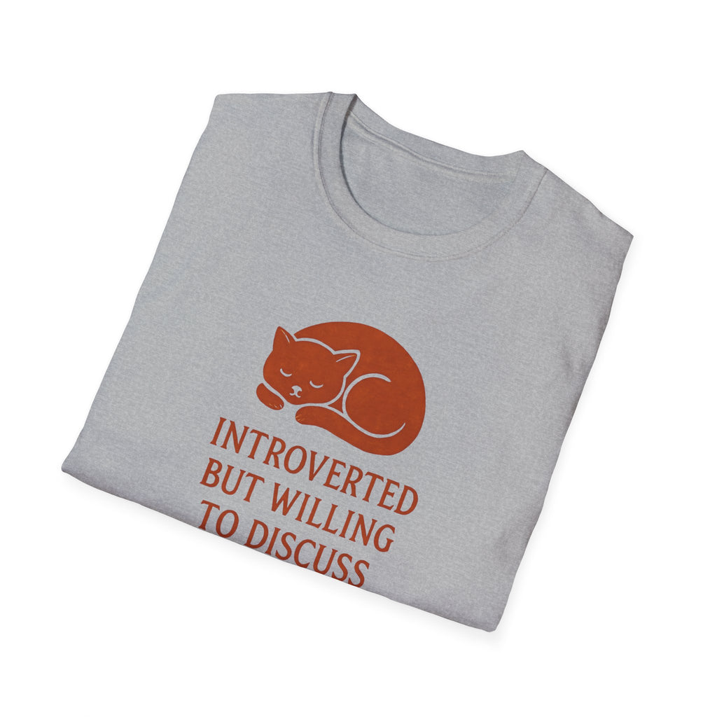 T-Shirt — "Introverted But Willing to Discuss Pets" Cat Graphic Tee