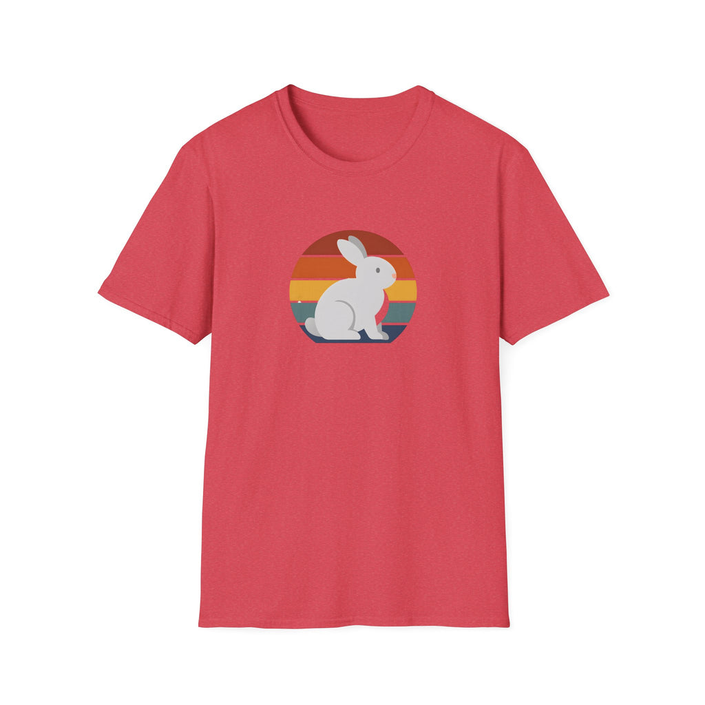 Retro Sunset Bunny T-Shirt — Cute Rabbit Vintage Stripe Tee