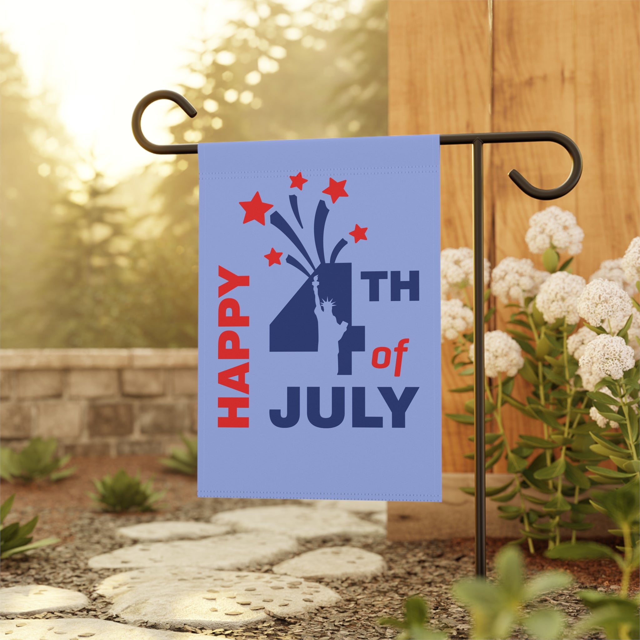4th of July Garden Flag — Happy 4th of July Patriotic Yard Banner