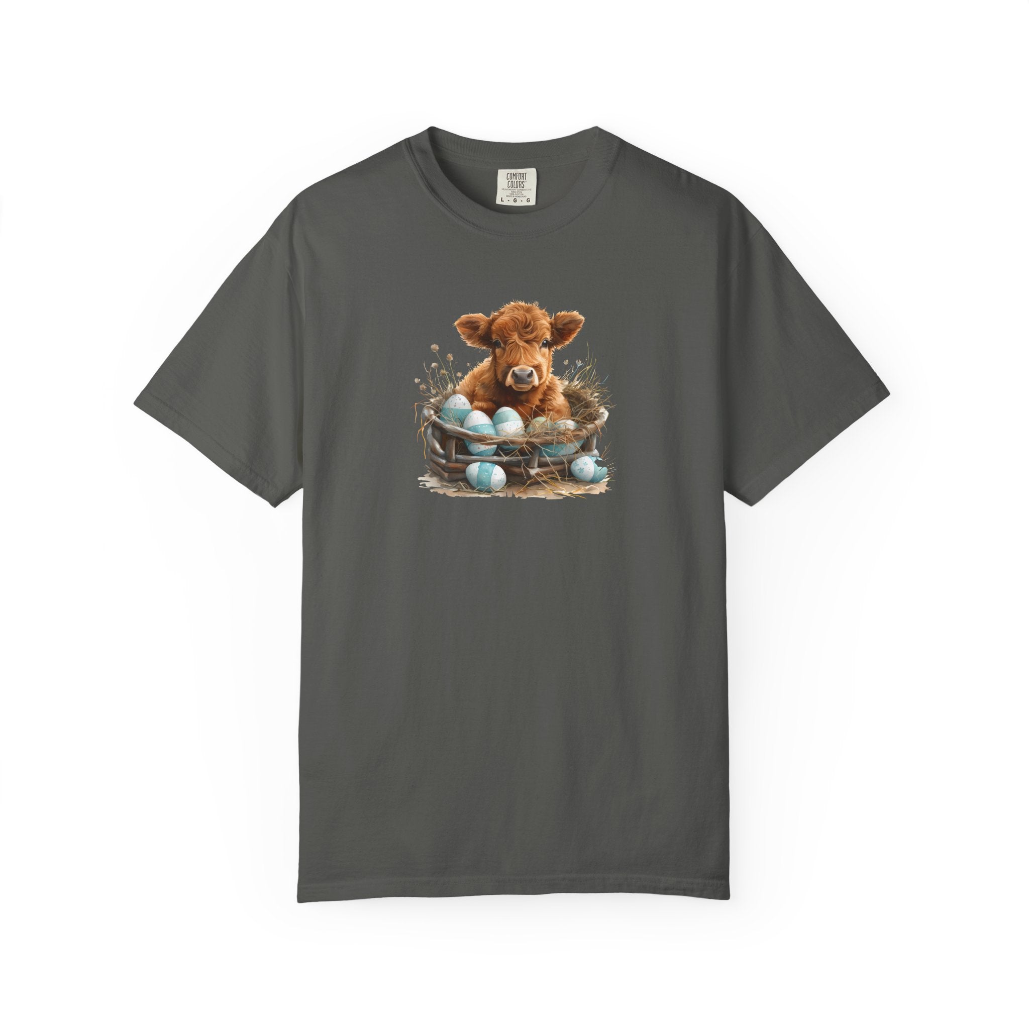 Easter Highland Cow Calf in Basket T-Shirt
