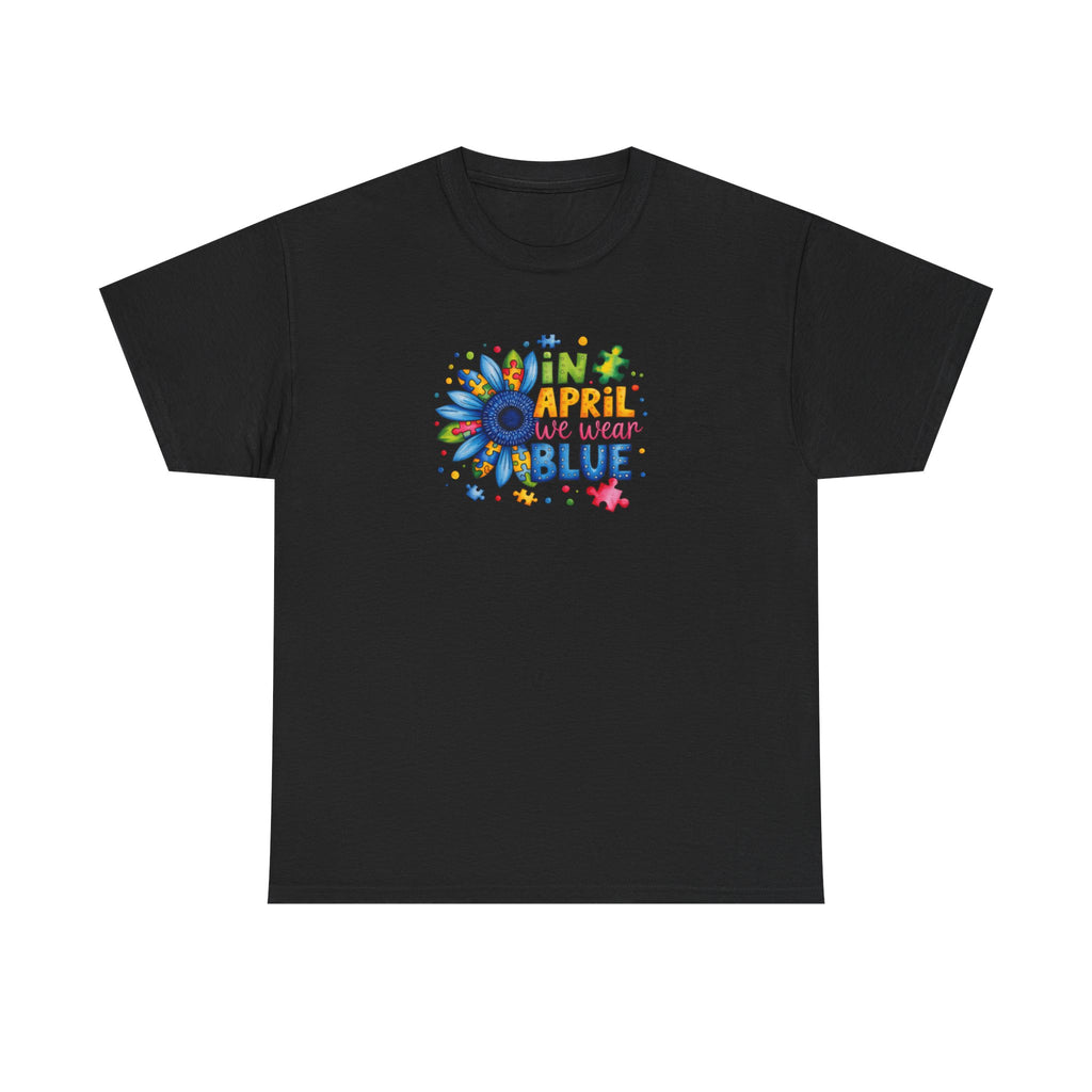 "In April We Wear Blue" Autism Awareness Floral Tee
