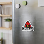 Cardinals Mascot Die-Cut Magnet — School Team Logo Refrigerator Sticker