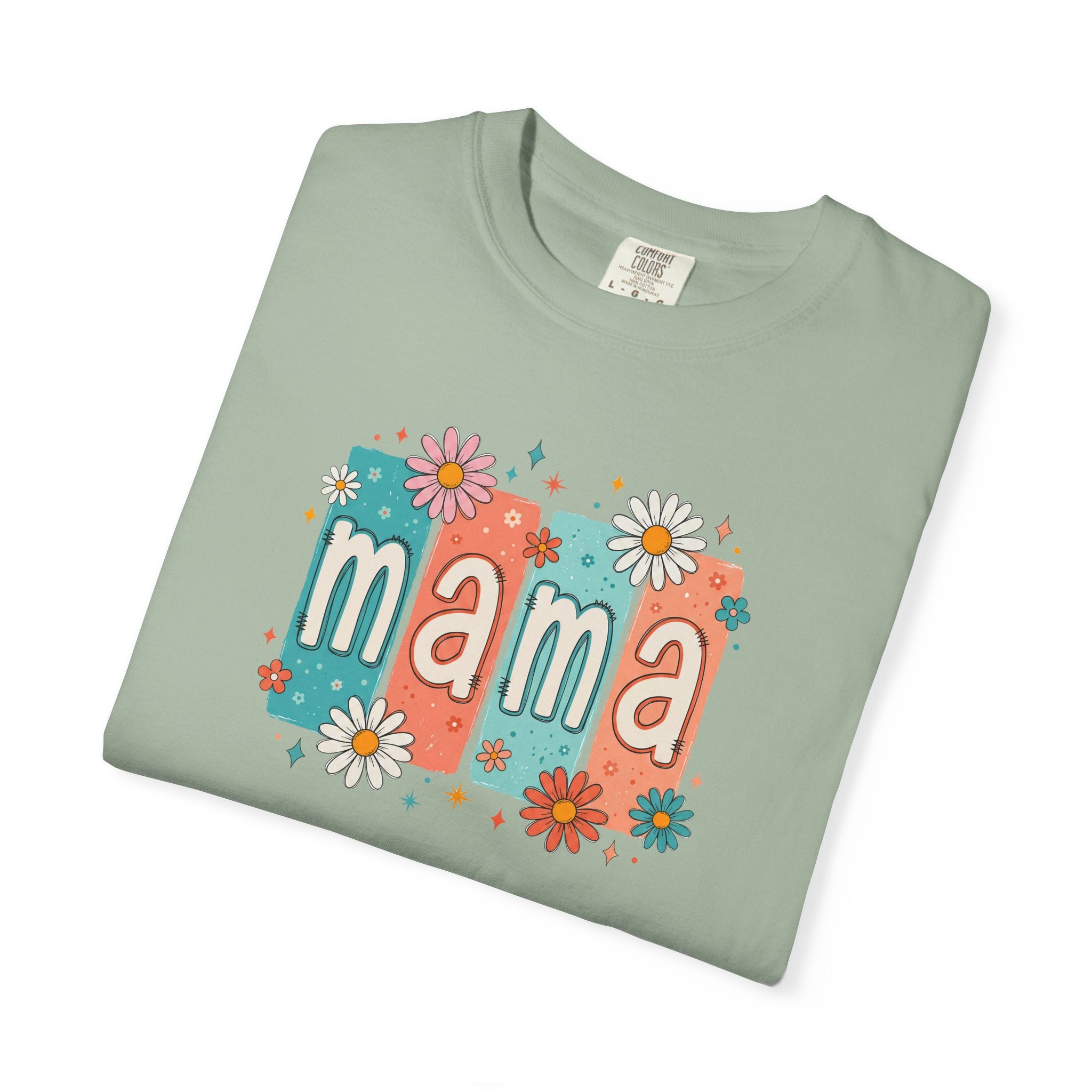 Mama Floral Tee — Retro Block Letter Mother's Day T-Shirt