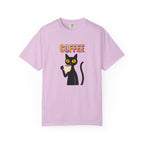 Coffee Cat T-Shirt — Cute Black Cat Holding Coffee Graphic Tee