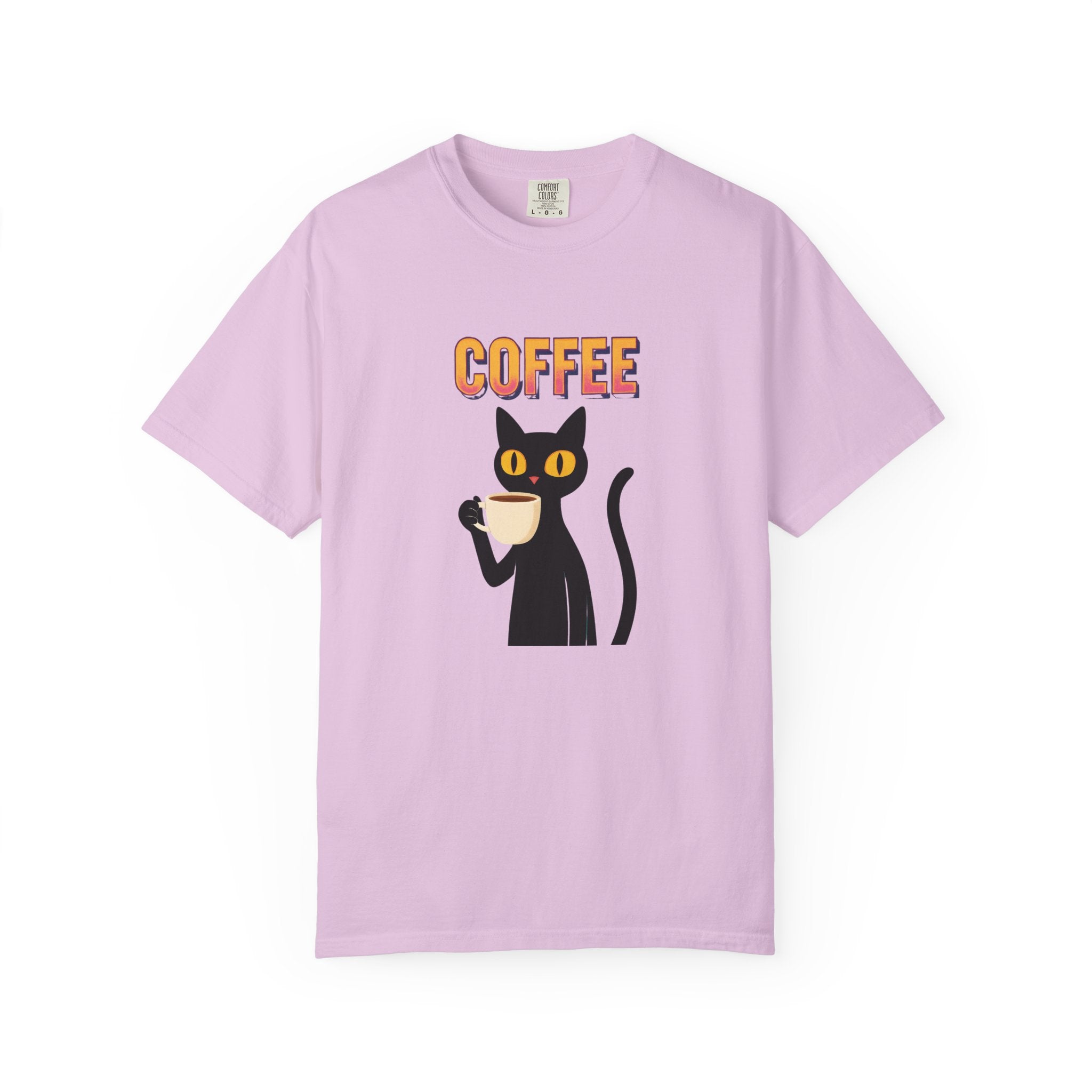 Coffee Cat T-Shirt — Cute Black Cat Holding Coffee Graphic Tee