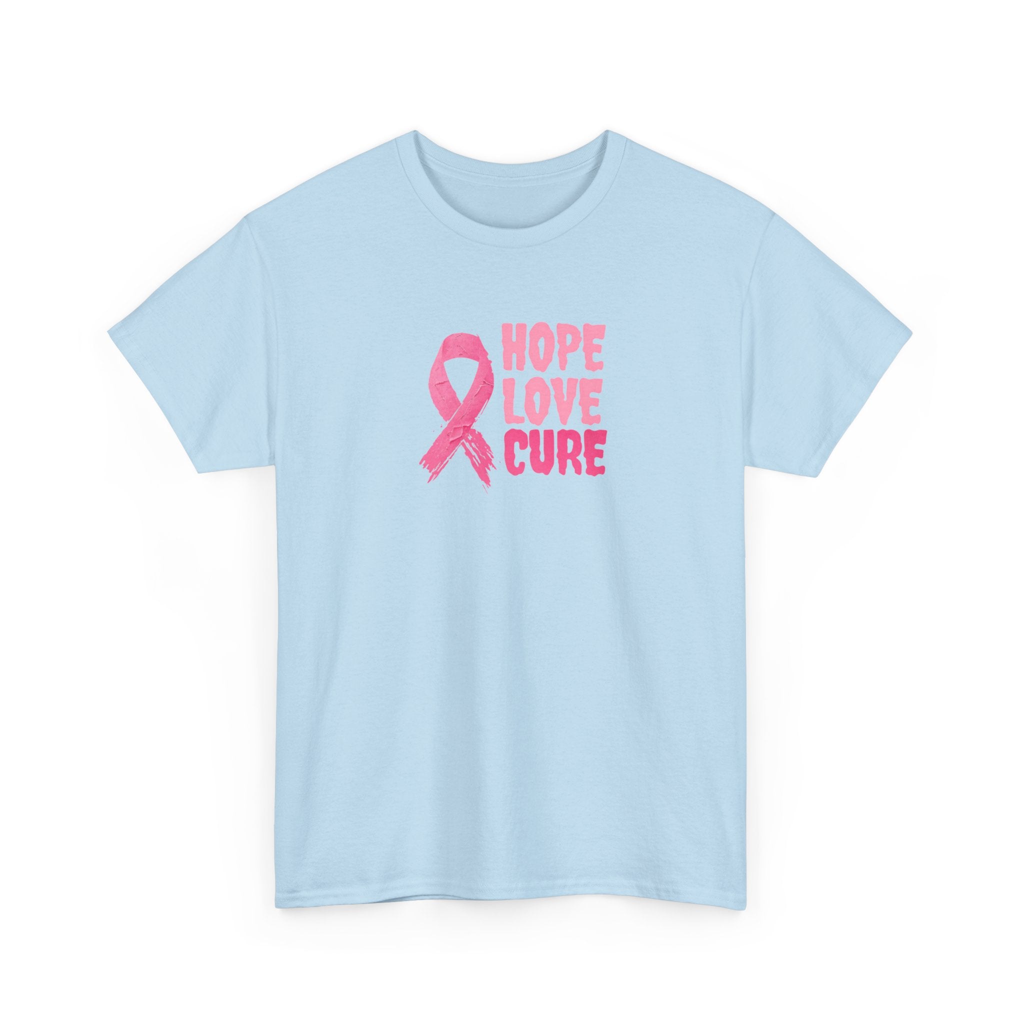 Breast Cancer Awareness Tee — Pink Ribbon "Hope Love Cure"
