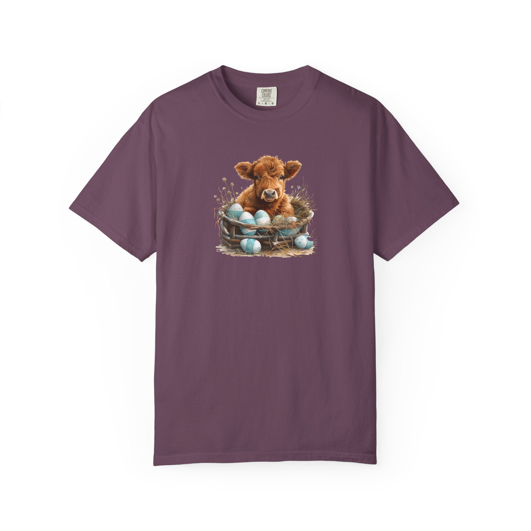 Easter Highland Cow Calf in Basket T-Shirt