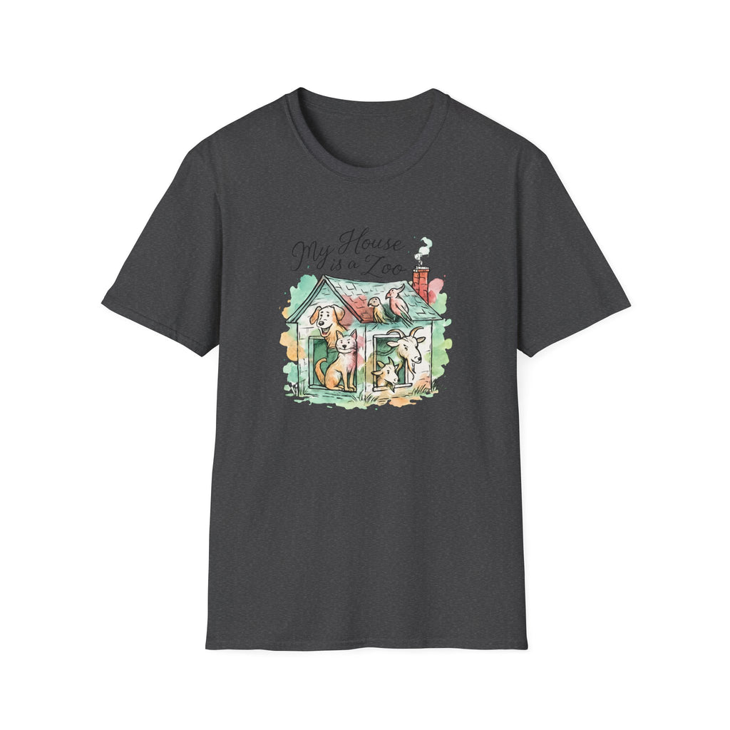 Dog House Watercolor T-Shirt — "My House is a Zoo" Cute Pet Lover Tee