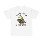 Off to Cause a Kerfuffle T-Shirt — Funny Frog Riding Raccoon Graphic Tee