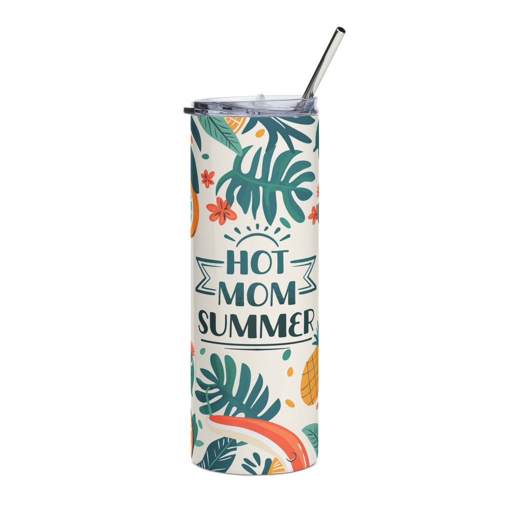 20oz Tumbler — "Hot Mom Summer" Tropical Stainless Steel Travel Cup