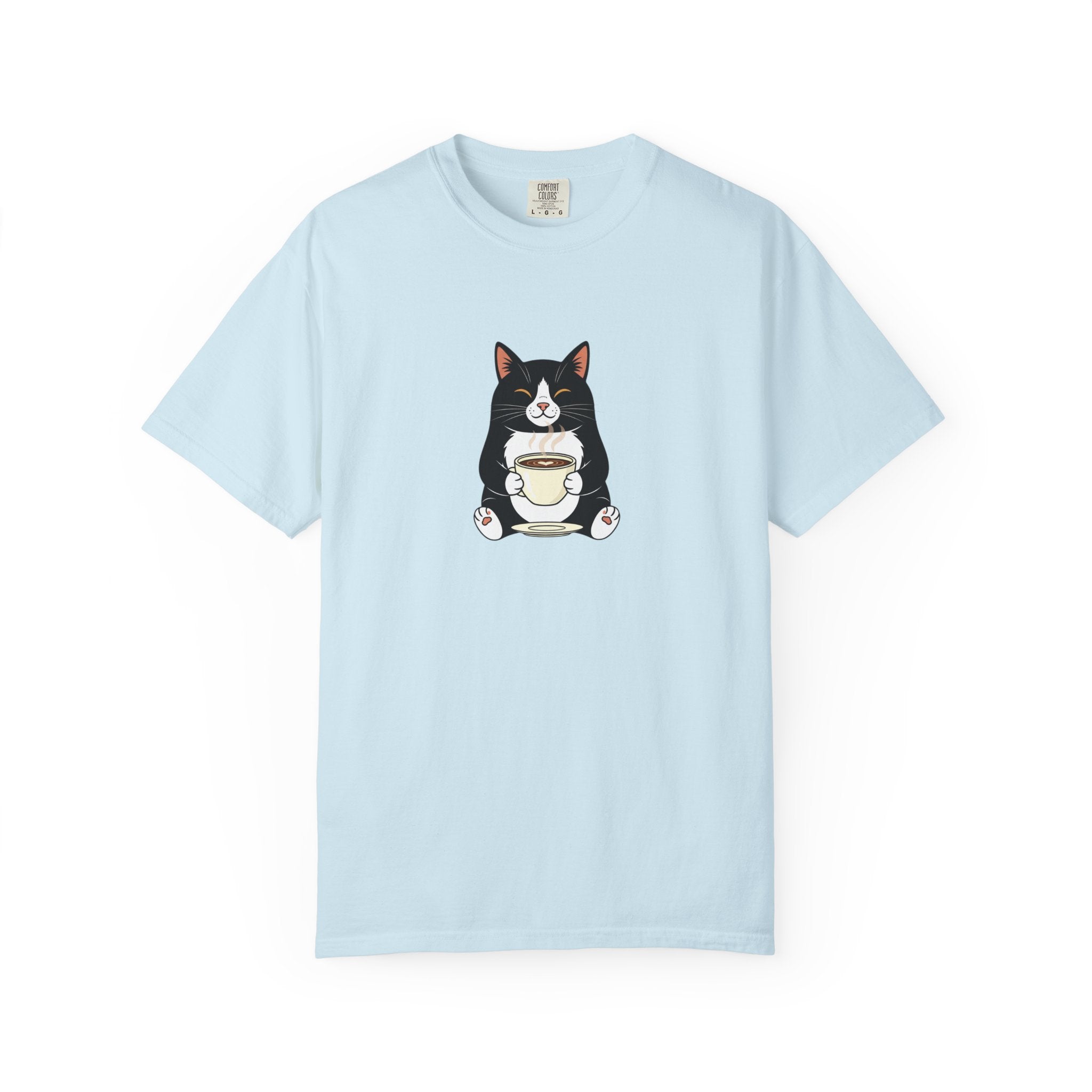Tuxedo Cat Holding Coffee T-Shirt