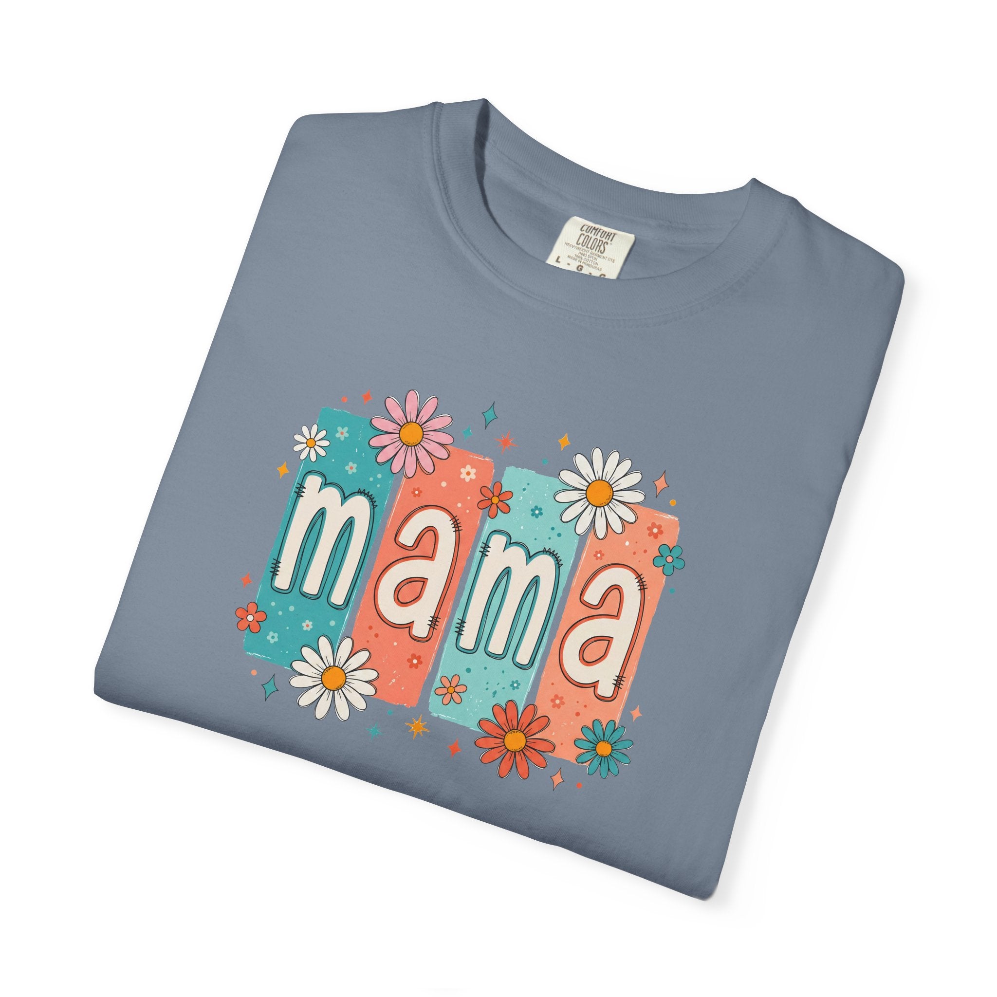 Mama Floral Tee — Retro Block Letter Mother's Day T-Shirt