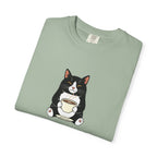 Tuxedo Cat Holding Coffee T-Shirt
