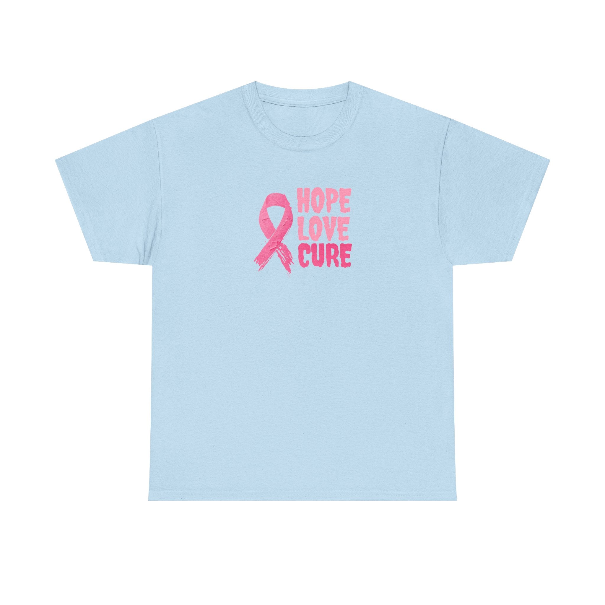Breast Cancer Awareness Tee — Pink Ribbon "Hope Love Cure"