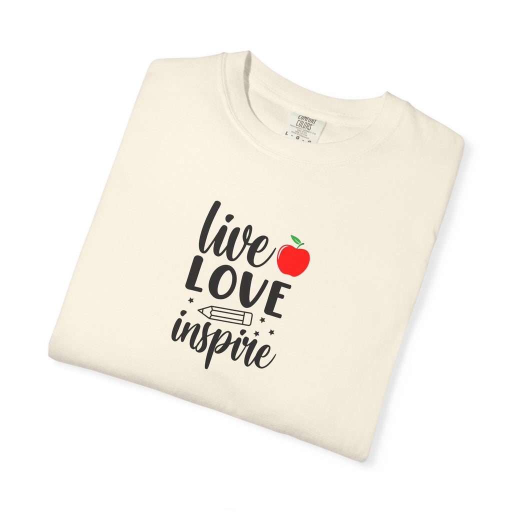 Live Love Inspire T-Shirt — Teacher Appreciation Apple Graphic Tee