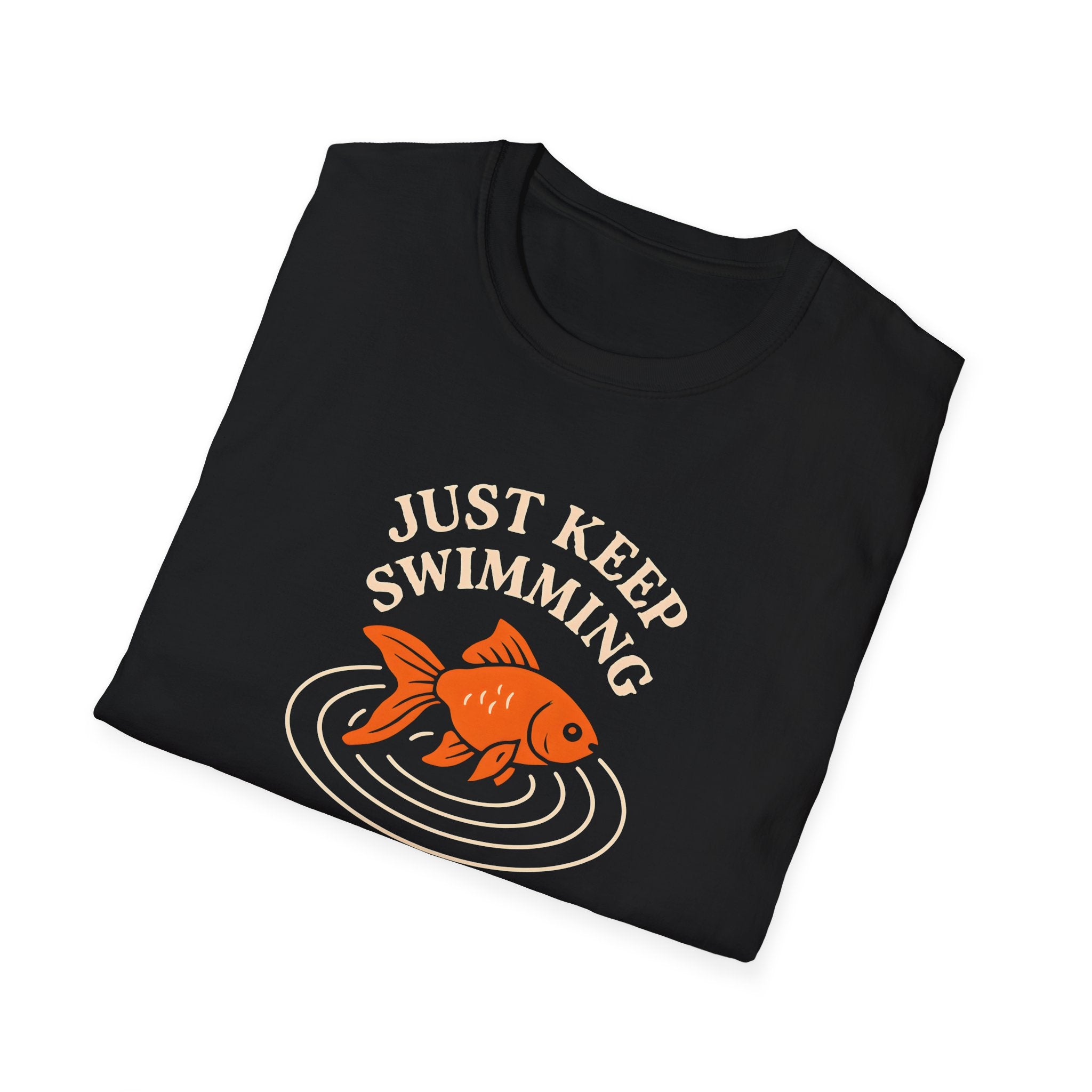 T‑Shirt — "Just Keep Swimming" Orange Fish Graphic Tee