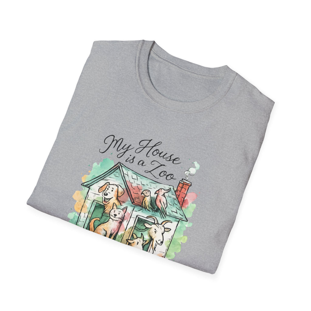 Dog House Watercolor T-Shirt — "My House is a Zoo" Cute Pet Lover Tee
