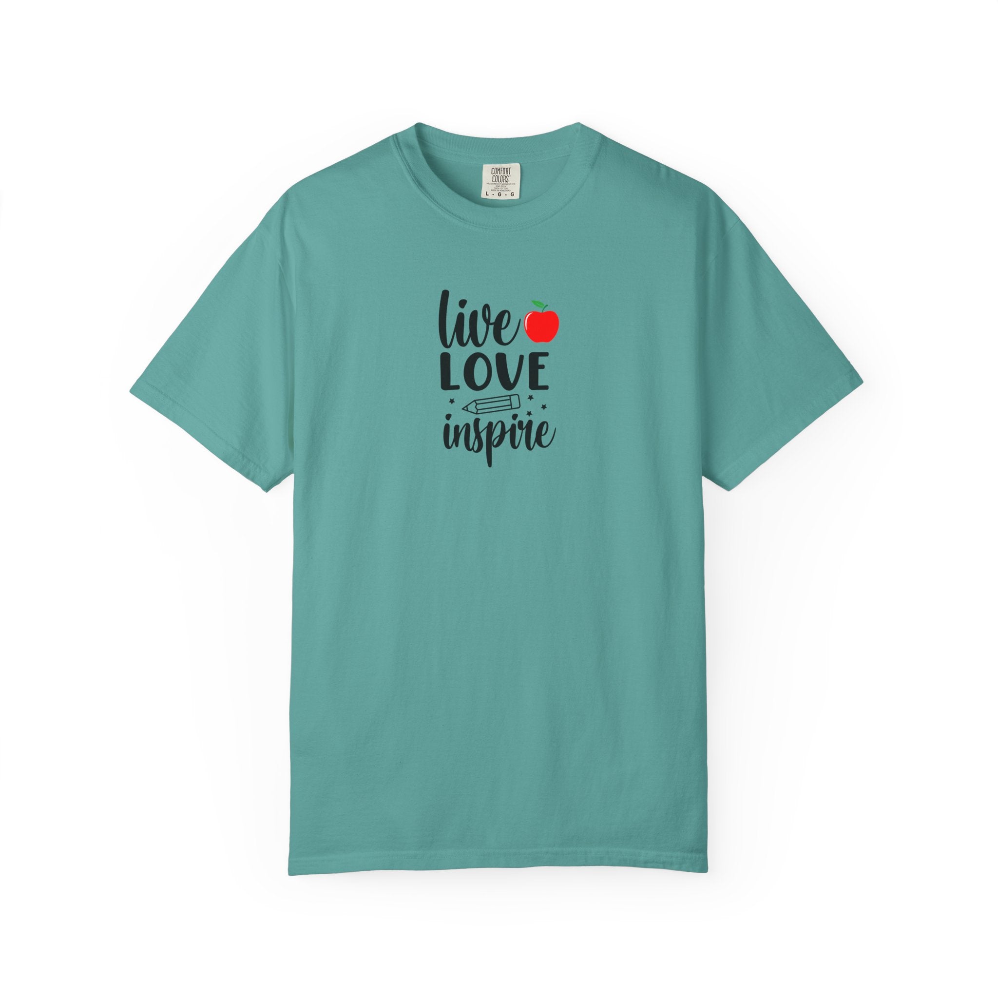 Live Love Inspire T-Shirt — Teacher Appreciation Apple Graphic Tee