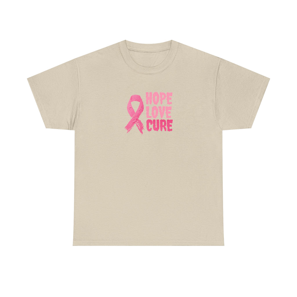 Breast Cancer Awareness Tee — Pink Ribbon "Hope Love Cure"