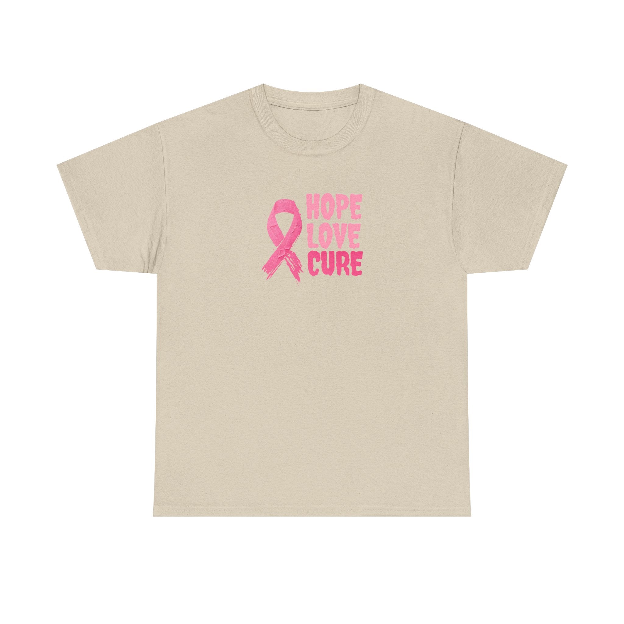 Breast Cancer Awareness Tee — Pink Ribbon "Hope Love Cure"