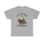 Off to Cause a Kerfuffle T-Shirt — Funny Frog Riding Raccoon Graphic Tee